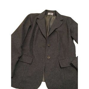 Vintage Coatree Gray Wool Blazer Lined size Medium with shoulder Pads 2 Button F